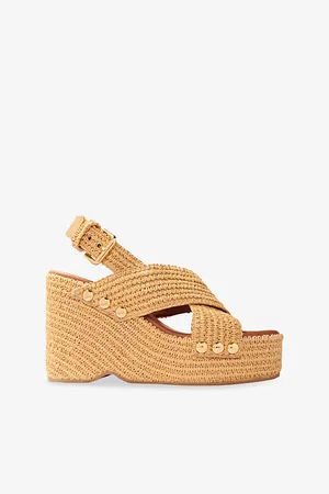 Maje Womens Raffia-Effect Heeled Wedge Sandals Eur 36 / 3 Uk Women