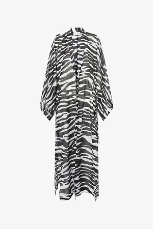 The Attico Womens Zebra-Print Cotton-Muslin Kaftan 6