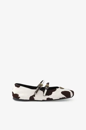 Prada Womens Printed Leather Ballerinas Eur 37 / 4 Uk Women