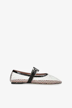 PARIS TEXAS Womens Sveva Buckle Mesh and Leather Ballet Flats Eur 36 / 3 Uk Women