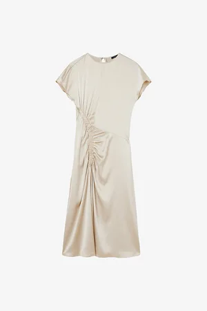 Joseph Womens Geegee Ruched Silk-Satin Midi Dress 6