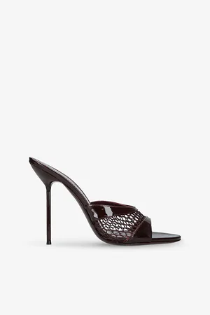 PARIS TEXAS Womens Lidia Patent-Leather Heeled Mules Eur 36 / 3 Uk Women