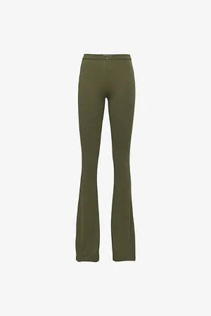 Prada Womens Ribbed Flared-Leg Knitted Cotton Trousers 4