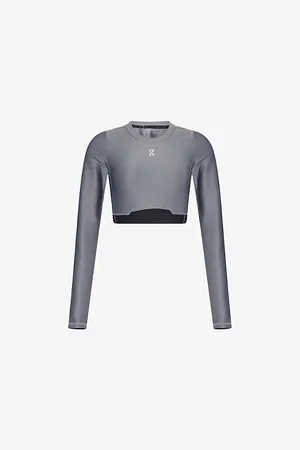On Running Womens Train Lg-Sleeve Cropped Stretch-Jersey Top S