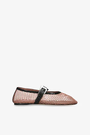 PARIS TEXAS Womens Sveva Buckle Mesh and Leather Ballet Flats Eur 36 / 3 Uk Women