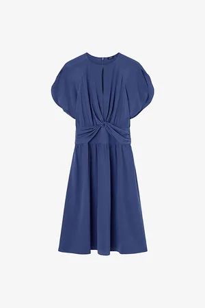 Joseph Womens Lowri Crepe De Chine Knot Silk Midi Dress 6