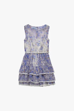Prada Womens Floral-Print Ruffle-Trim Woven Mini Dress 12