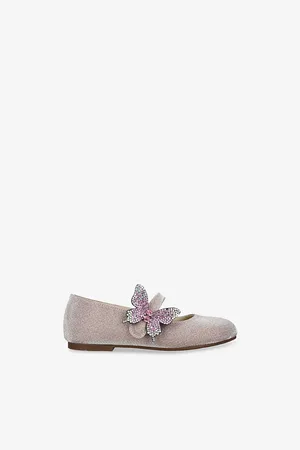 Babywalker Baby Crystal-Butterfly Embellished Velvet Ballerina Pumps Eur 25 /7.5 Uk Kids