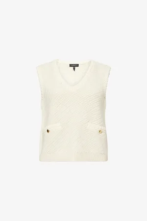 RAG&BONE Womens Claire V-Neck Stretch-Cotton Blend Vest Xs