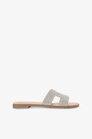 Kurt Geiger Womens Raven Bling Faux-Leather Flat Sandals Eur 36 / 3 Uk Women