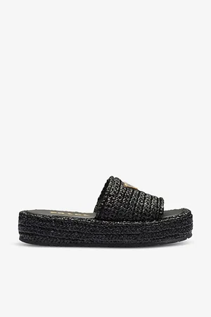 Prada Womens Logo-Plaque Crochet Woven Sliders Eur 36 / 3 Uk Women