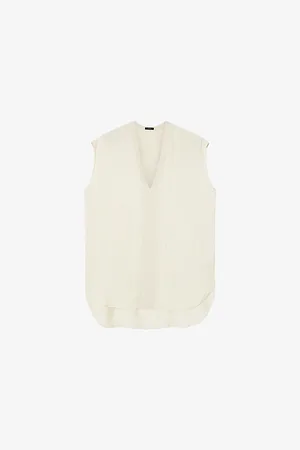 Joseph Womens Lucien Pleated-Texture Viscose and Silk-Blend Top 6