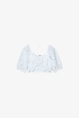 Sandro Womens Guipure Lace Cropped Top 6