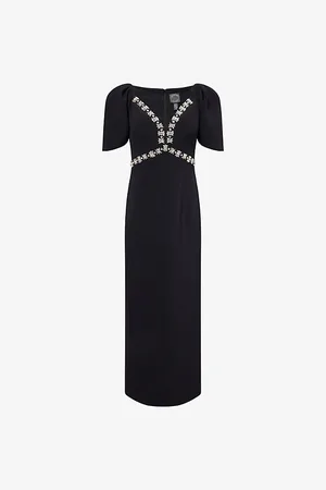HUISHAN ZHANG Womens Myrna Crystal-Embellished Stretch-Woven Midi Dress 10