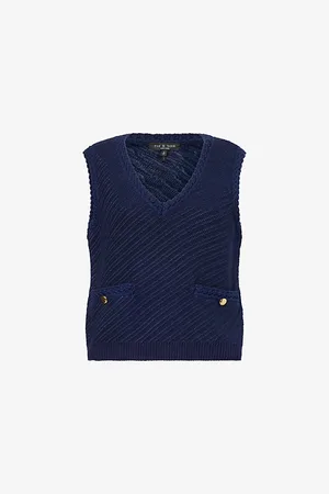 RAG&BONE Womens Claire V-Neck Stretch-Cotton Blend Vest Xs