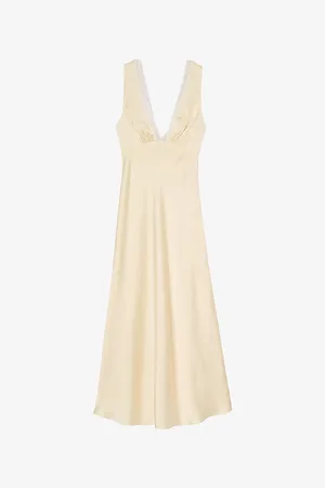 Sandro Womens V-Neck Satin Maxi Dress 6