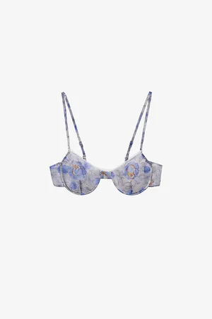 Prada Womens Peony-Print Fitted Nylonette Bra 4