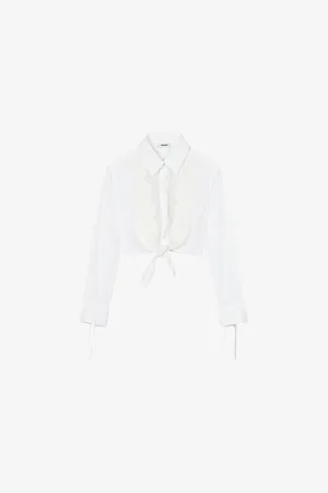 Sandro Womens Lace Bib Cotton Shirt 6