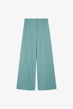 Joseph Womens Thurlow Wide-Leg High-Rise Silk and Cotton-Blend Trousers 6