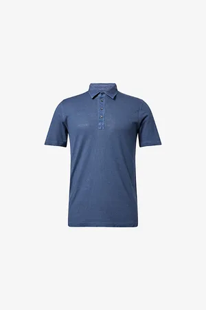 120% Lino Mens Contrast-Trims Regular-Fit Linen Polo Shirt S