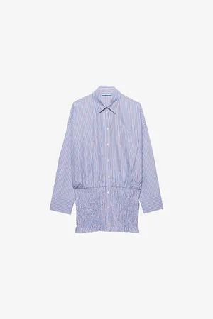 Prada Womens Stripe-Print Cotton-Poplin Mini Shirt Dress 6