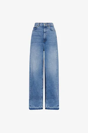Stella McCartney Womens Logo-Embroidered Wide-Leg Denim Jeans 26
