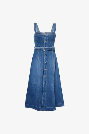 Simkhai Womens Alba Bustier Denim Midi Dress 6