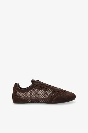 Kurt Geiger Womens Listen Rhinestone-Embellished Mesh and Suede Low-Top Trainers Eur 36 / 3 Uk Women