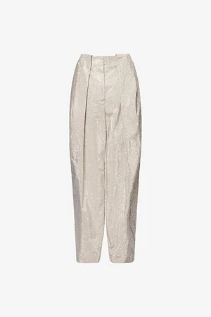 Stella McCartney Womens Slouchy Panelled Rhinestone-Embellished Cotton Trousers 4