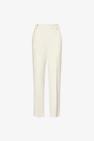 Khaite Womens Cambie Two-Slip-Pockets Straight-Leg High-Rise Stretch-Woven Blend Trousers 6