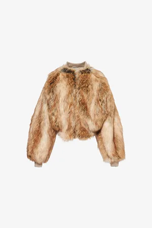 Entire Studios Womens Mane Raglan-Sleeve Faux-Fur Bomber Jacket Xs