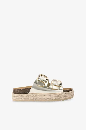 Kurt Geiger Womens Raquel Rope-Sole Faux-Leather Sandals Eur 37 / 4 Uk Women