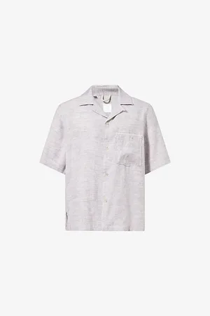 ELEVENTY Mens Patch-Pocket Boxy-Fit Linen-Blend Shirt S