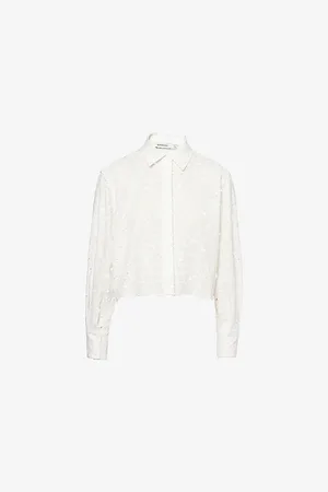 Simkhai Womens Penelope Long-Sleeve Embroidered Cotton Shirt Xs