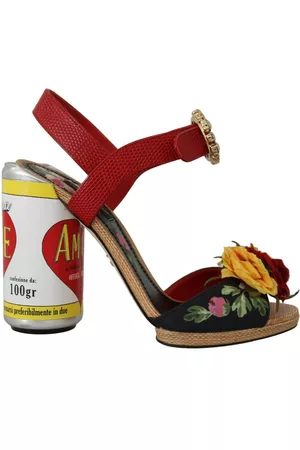 Dolce & Gabbana Floral-Embellished Cylindrical Heels AMORE Sandals - EU35/US4.5