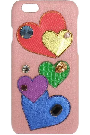 Dolce & Gabbana Leather Heart Crystal Phone Case