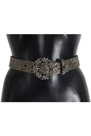 Dolce & Gabbana Women Belts - Crystal Buckle Sequined Waist Belt - 65 cm / 26 Inches