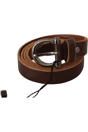 John Galliano Leather Logo Design Round Buckle Waist Belt - 85 cm / 34 Inches