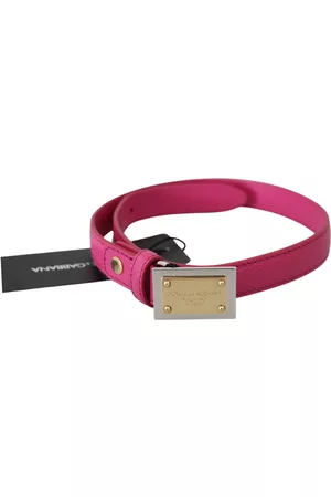 Dolce & Gabbana Solid Leather Gold Logo Buckle Belt - 50cm / 20inches