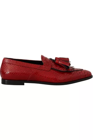 Dolce & Gabbana Red Exotic Leather Dress Tassel Shoes for Men