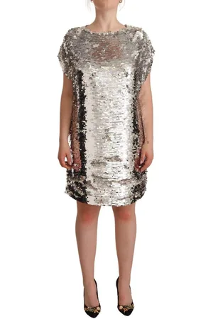 Msgm Sequined Polyester Short Sleeves Shift Mini Dress - IT38|XS