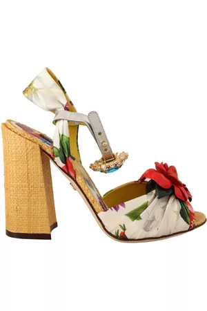 Dolce & Gabbana Multicolor Crystal Keira Sandals Silk Shoes - EU40/US9.5