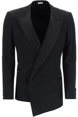 Alexander McQueen Asymmetric barathea tuxedo jacket - 46