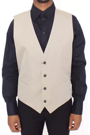 Dolce & Gabbana Beige Cotton Silk Blend Dress Vest Blazer - IT52 | XL