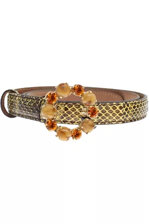 Dolce & Gabbana Snakeskin Crystal Buckle Belt - 65 cm / 26 Inches