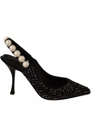 Dolce & Gabbana Black Gray Pearl Slingbacks Pumps Shoes - EU36/US5.5