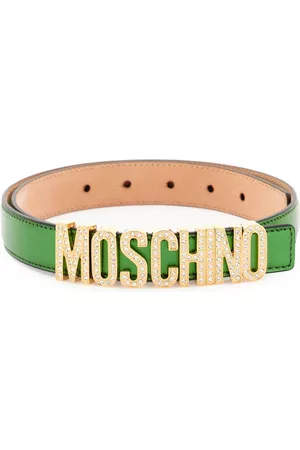 Moschino Belts - Crystal lettering leather belt - 38