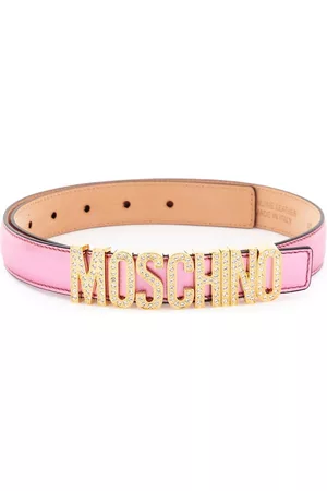 Moschino Belts - Crystal lettering leather belt - 38