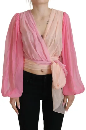 Dolce & Gabbana Silk Wrap Long Sleeves Blouse Top - IT38|XS