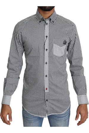 Dolce & Gabbana White Checkered Casual Shirt - IT37 | XS